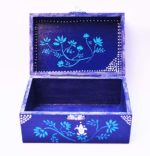 Ručne maľovaná ozdobná krabička – Šperkovnica Modrá kvety